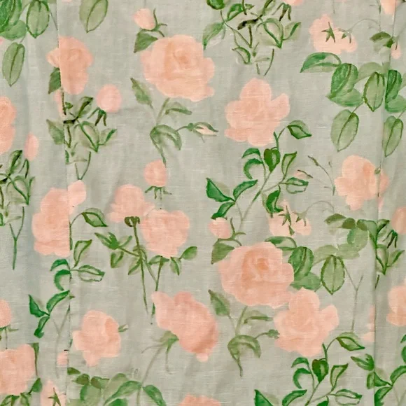 Hill House The Laura Dress Blue Roses Floral 100% Linen Button Down Large - Picture 3 of 10